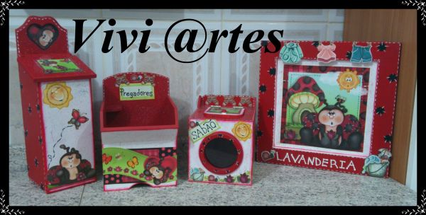 kit joaninha em mdf